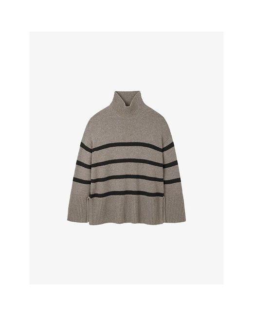 The White Company Gray Breton-Stripe Oversized-Fit Wool And Cotton-Blend Jumper