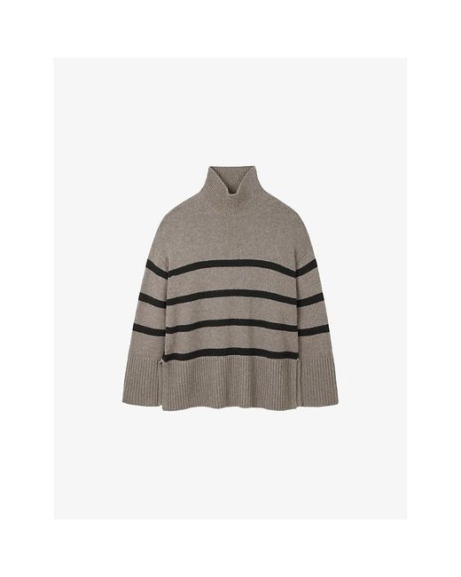 The White Company Gray Breton-Stripe Oversized-Fit Wool And Cotton-Blend Jumper