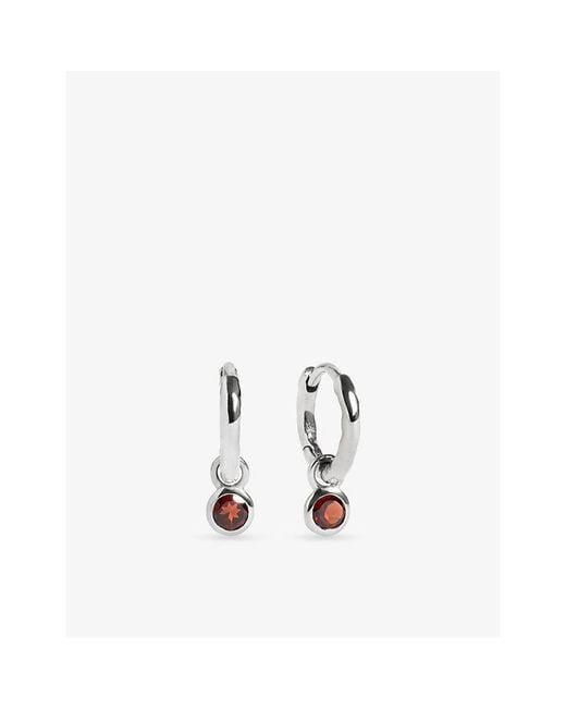 Monica Vinader Metallic January Birthstone Sterling- And Garnet Huggie Earrings