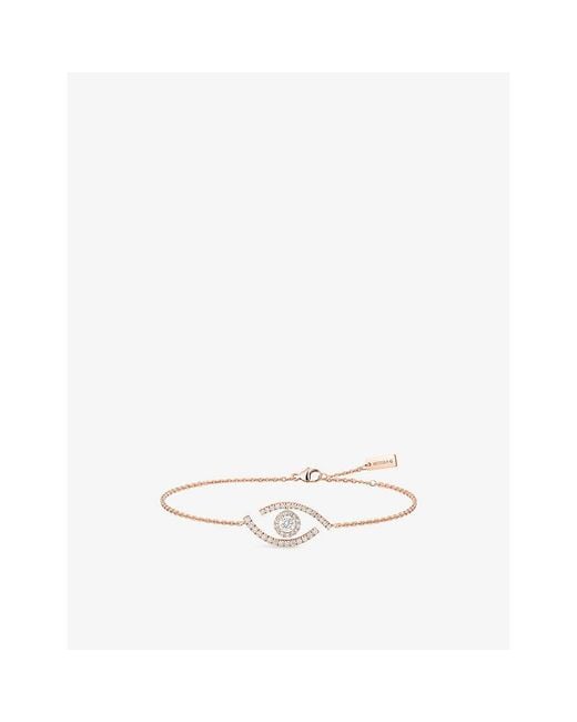 Messika White Lucky Eye 18Ct Rose- And 0.22Ct Diamond Bracelet