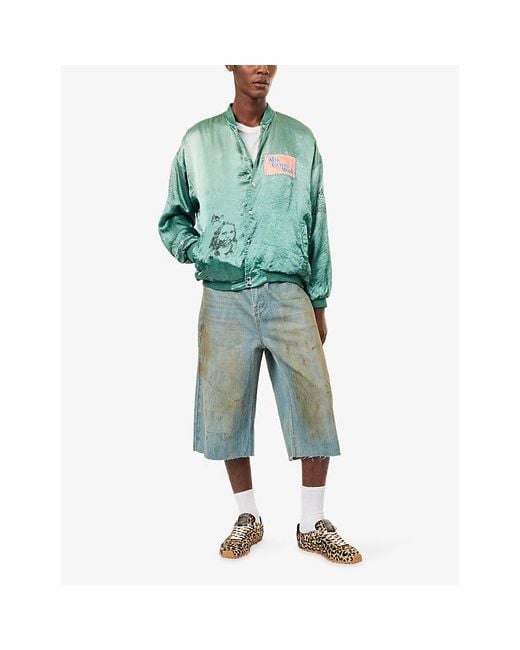 Paly Hollywood Green Jims Souvenir Satin Jacket for men
