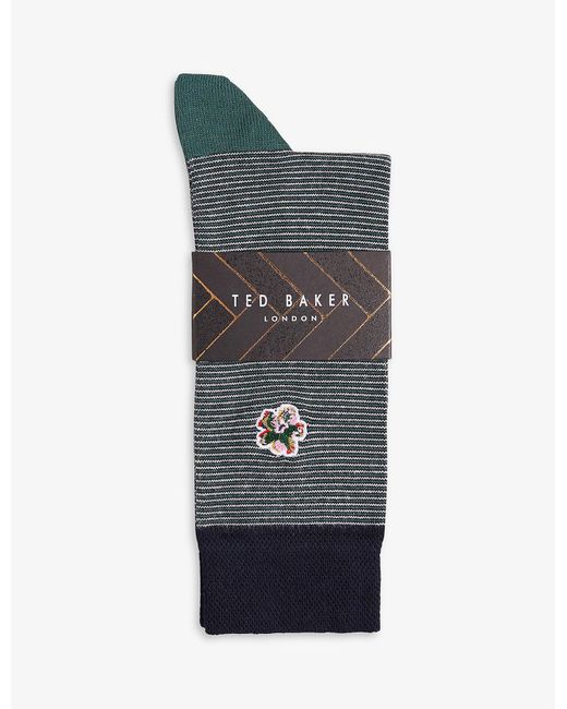 Ted Baker Houses Logo-embroidery Stretch-cotton Socks in Green (Blue ...