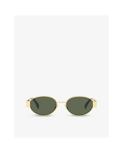 Céline Green Cl40235u Oval-frame Metal Sunglasses