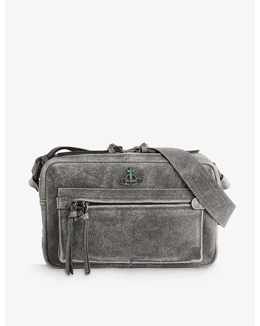 Vivienne Westwood Gray Jerry Distressed Leather Cross-body Bag for men