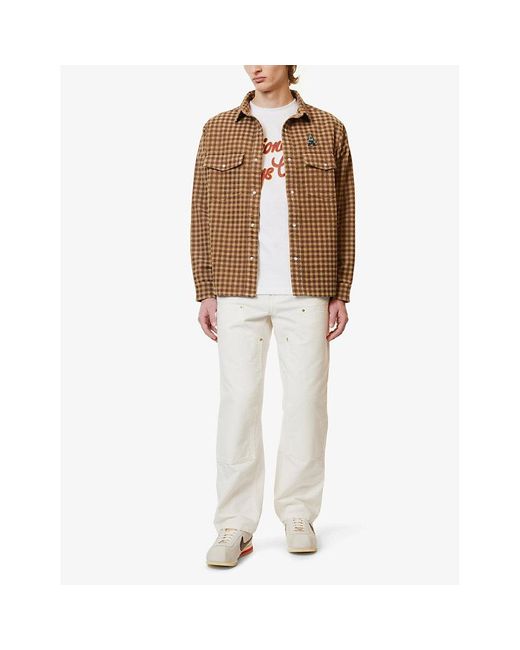 ICECREAM Natural Logo-embroidered Checked Cotton Overshirt for men