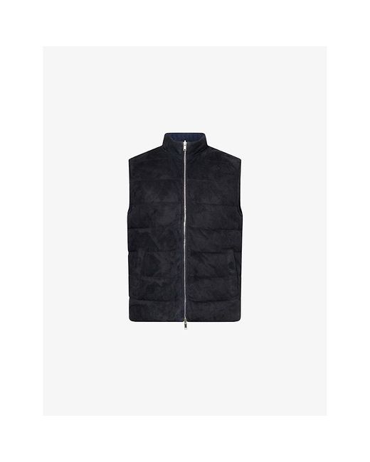 Eleventy Blue Reversible Sleeveless Cable-Knit Gilet for men