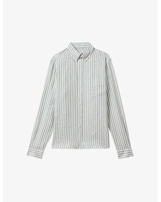 Reiss White Queen Striped Regular-fit Linen Shirt for men