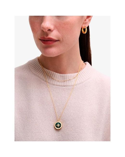 Astley Clarke White Polaris Large 18Ct, Malachite And Sapphire Locket Necklace