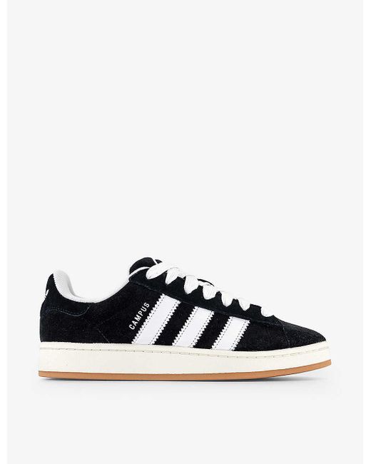 Adidas Black Campus Brand-stripe Suede Low-top Trainers for men