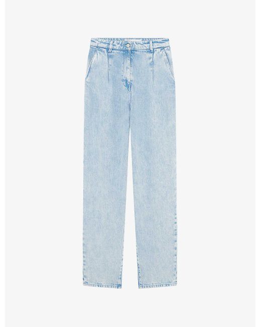 IRO Blue Elide Faded-wash Tapered-leg High-rise Jeans