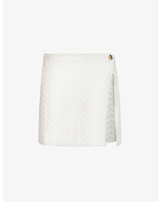 Missoni White Wrap-around Mid-rise Knitted Mini Skirt