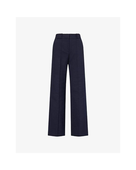 ME+EM Blue Elongator Tailored-Leg Double-Faced Cotton Trousers