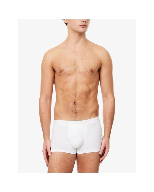 Sunspel White Branded-Waistband 3-Pack Stretch-Cotton Trunks for men