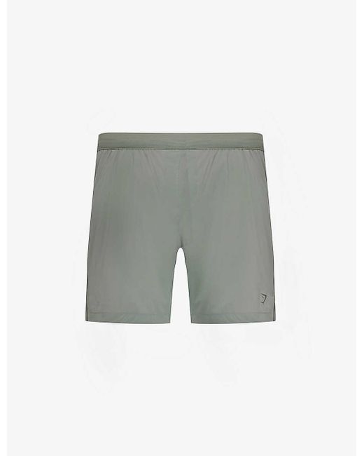 GYMSHARK Gray Studio Logo-print Stretch-woven Shorts X for men