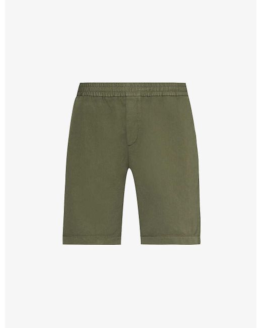 Sunspel Green Elasticated-waist Relaxed-fit Cotton And Linen-blend Shorts for men