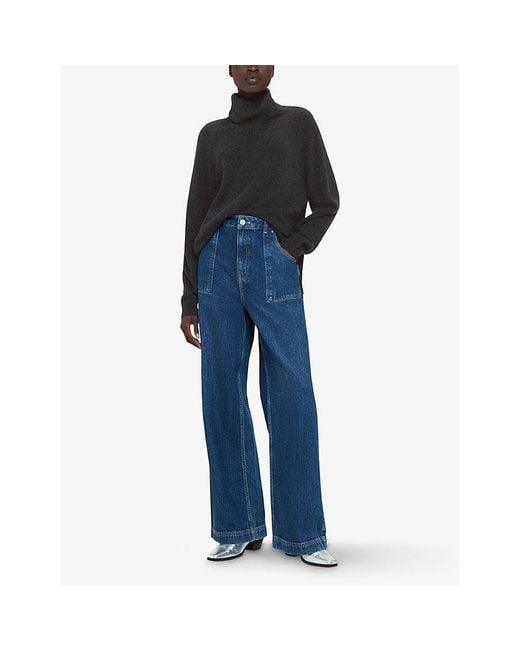 Whistles Black Turtleneck Relaxed-Fit Cashmere Jumper
