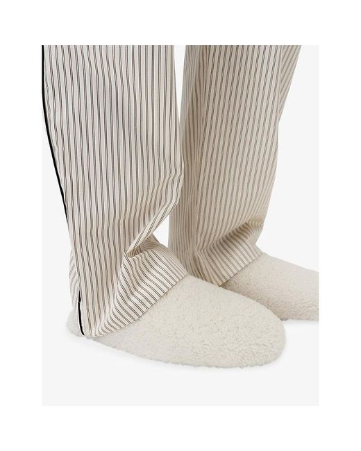 Tekla White Cushioned Shearling Slippers