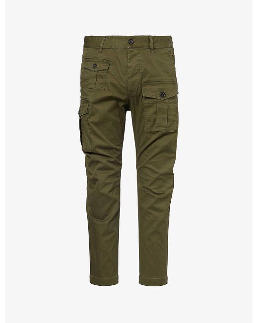 DSquared² Green Sexy Slip-pocket Regular-fit Tapered-leg Stretch-cotton Trousers for men