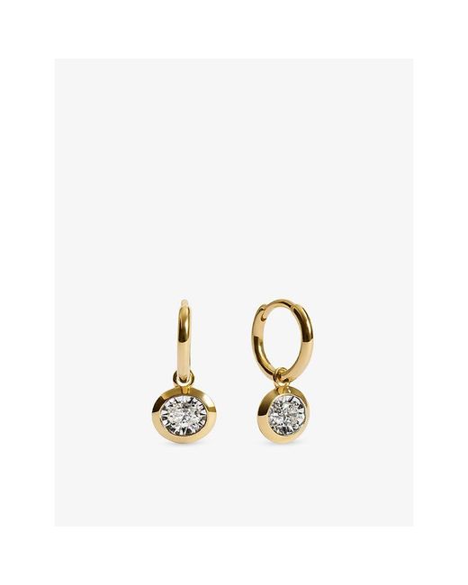 Monica Vinader Metallic Oval 18Ct Vermeil And Lab Grown Diamond Huggie Earrings
