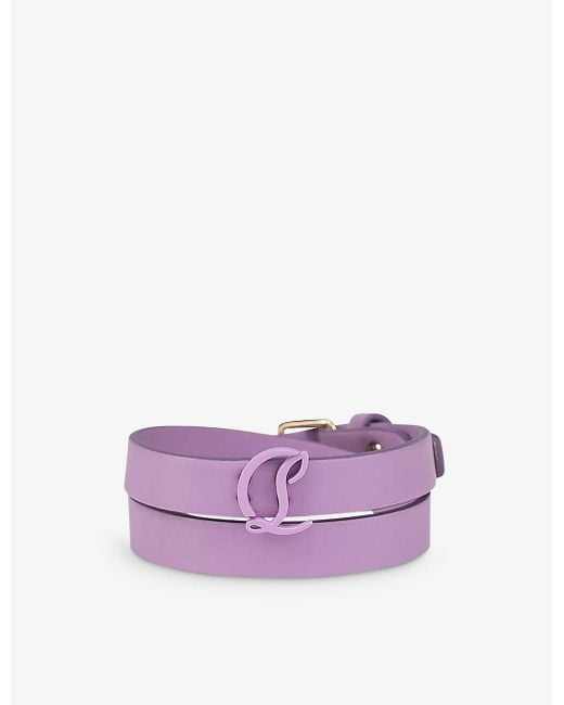 Christian Louboutin Purple Cl Logo-embellished Leather Bracelet for men