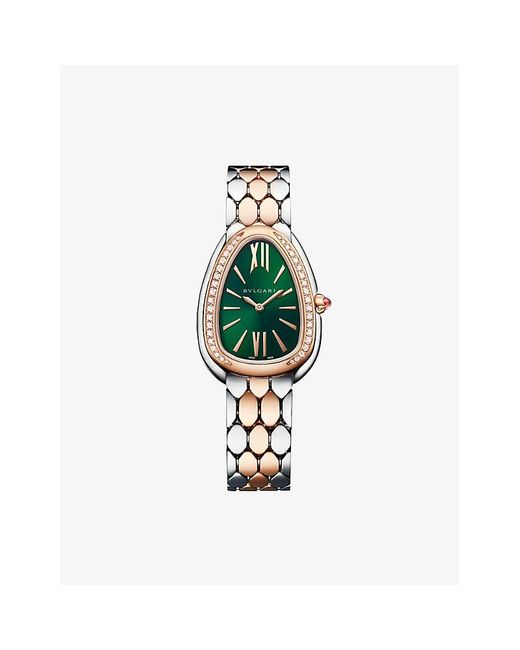 BVLGARI White Sp33C4Spgspgd Serpenti Seduttori 18Ct Rose-, Stainless-Steel And 0.39Ct Brilliant-Cut Diamond Quartz Watch