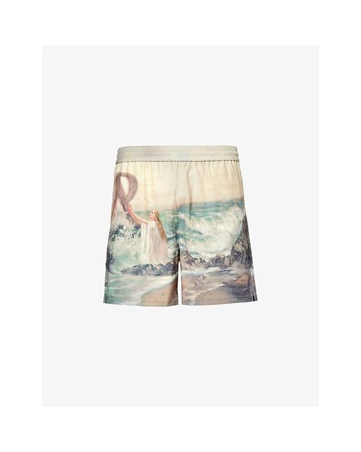 Represent White Higher Truth Graphic-print Stretch-woven Shorts for men