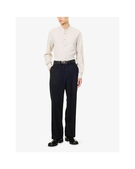Emporio Armani Black Tailored Straight-Leg Virgin-Wool And Cashmere Trousers for men