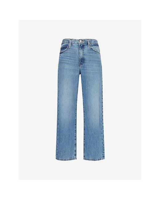 FRAME Blue The Hang Five-Pockets Straight-Leg Mid-Rise Denim Jeans