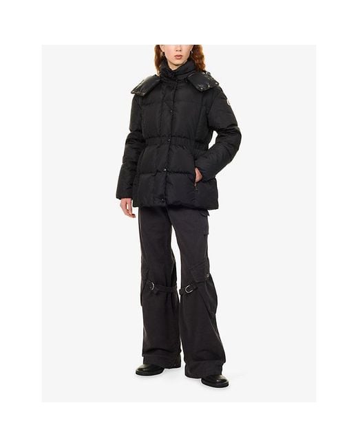 Moncler Black Agneux Hooded Shell-Down Jacket