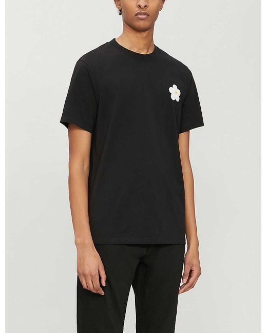 Sandro Black Floral Embroidered T-shirt for men