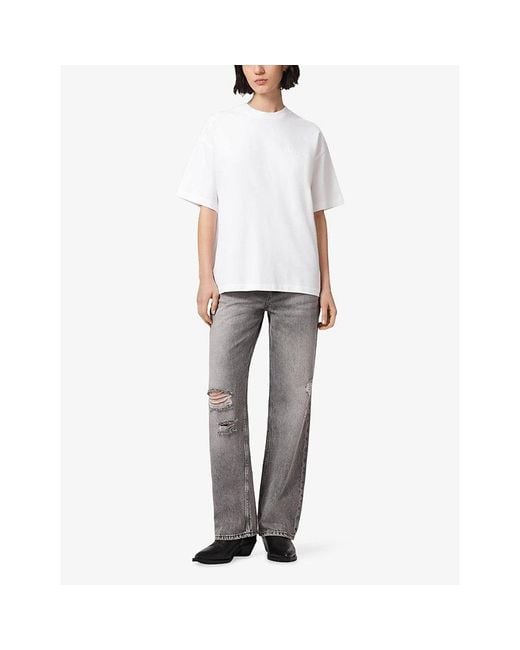 AllSaints White Etta Oversized Cotton-Jersey T-Shirt