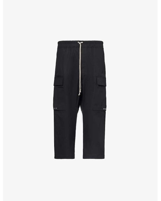 Rick Owens Blue Cargo Straight-leg Cropped Stretch-cotton Trousers for men