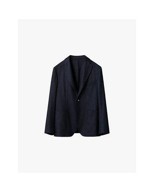 Eton of Sweden Blue Flannel Tailored-Fit Wool Jacket for men