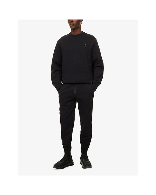 On Shoes Blue Focus Tech Crew-Neck Cott-Blend Sweatshirt for men