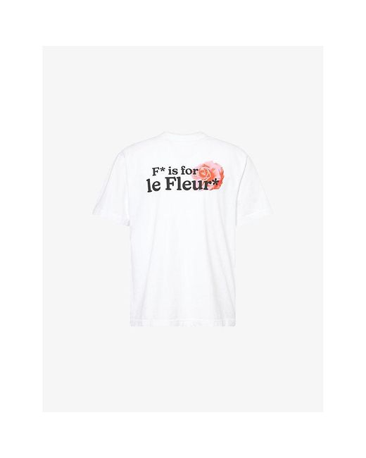 GOLF le FLEUR White Flower-Print Short-Sleeves Cotton-Jersey T-Shirt for men