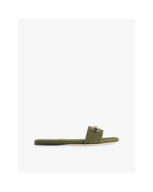 Gucci Green Gg Canvas Slides