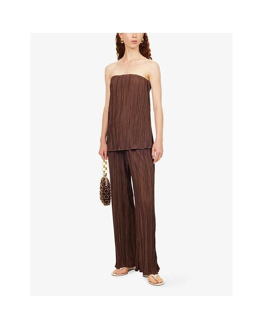 4th & Reckless Brown Olivia Plisse Woven Trousers
