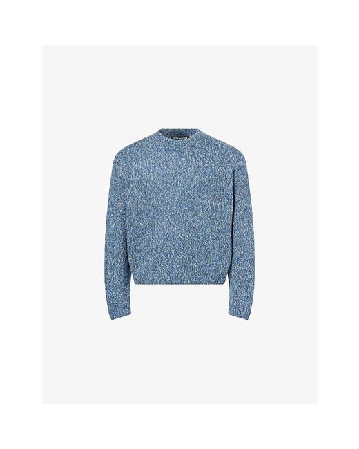 Cole Buxton Blue Flecked Knit Cropped Wool-Blend Jumper for men