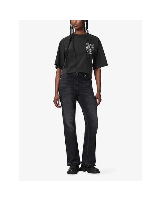 AllSaints Black Seraph Amelie Graphic-Print Cotton T-Shirt
