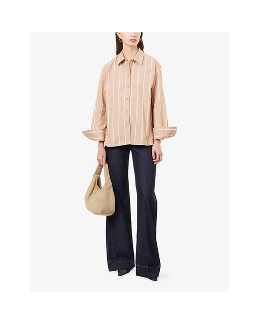 ME+EM Natural Striped Boyfriend Cotton Shirt