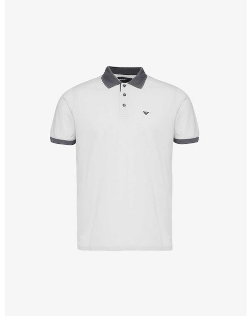 Emporio Armani White Brand-embroidered Relaxed-fit Cotton-pique Polo Shirt for men