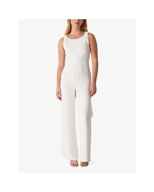 Whistles White Thelma Wide-Leg Woven Wedding Jumpsuit