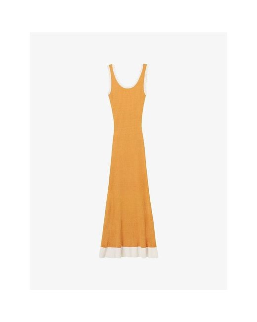 Claudie Pierlot Metallic Sleeveless Round-Neck Knitted Midi Dress