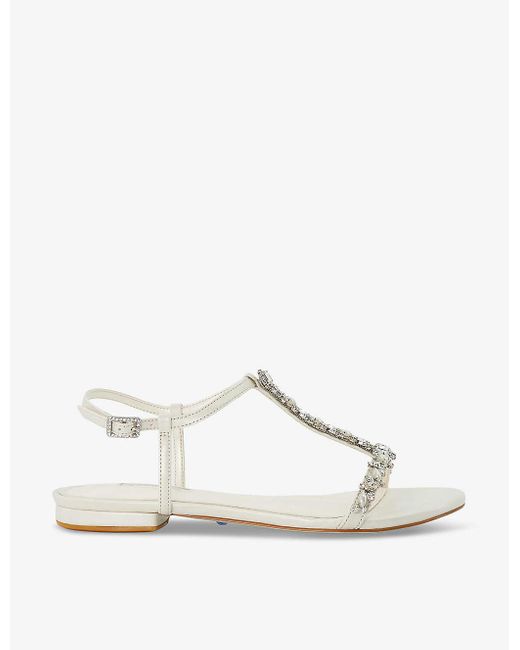 Dune White Bridal Nuptuals Crystal-embellished Faux-leather Sandals