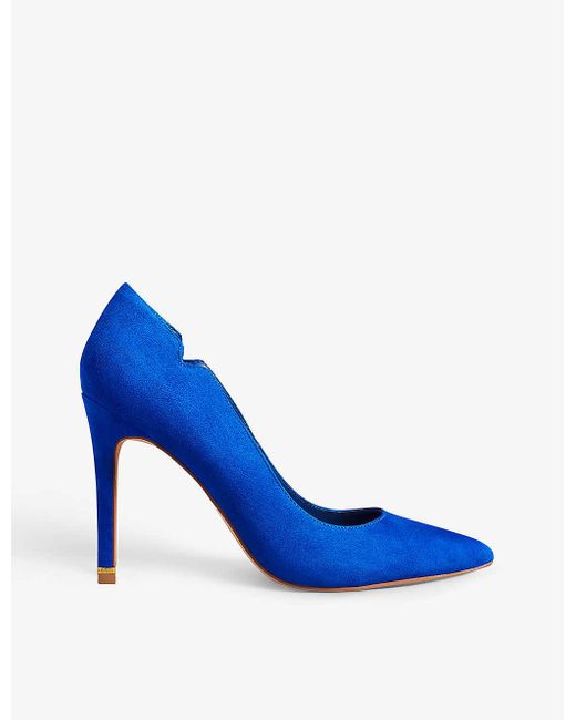 Ted Baker Blue Orlaya Cut-out Suede Heeled Courts