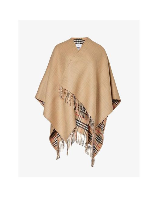 Burberry Natural Vintage Check Wool Cape