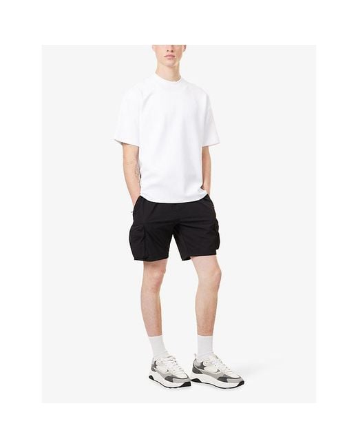 Arne Blue Patch-Pocket Woven Cargo Shorts for men