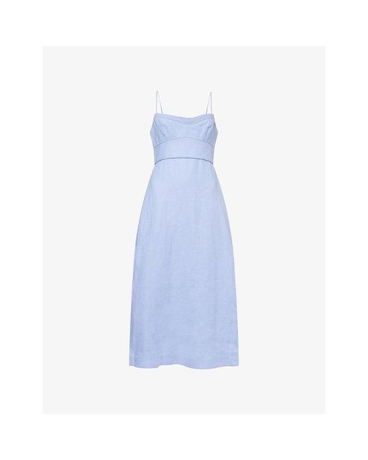 Zimmermann Blue Luna Linen Midi Dress