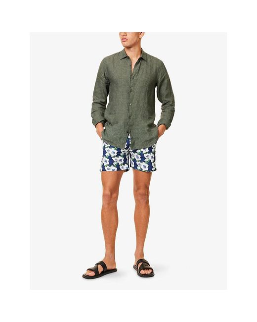 Orlebar Brown Blue Bulldog Floral Woven Swim Shorts for men