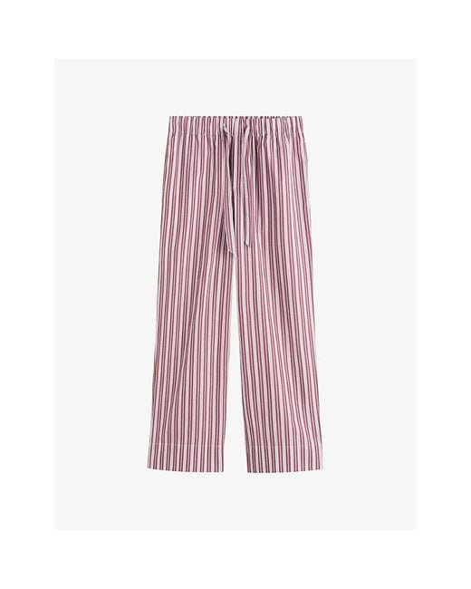 Tekla Purple Striped Cotton-Poplin Pyjama Bottoms